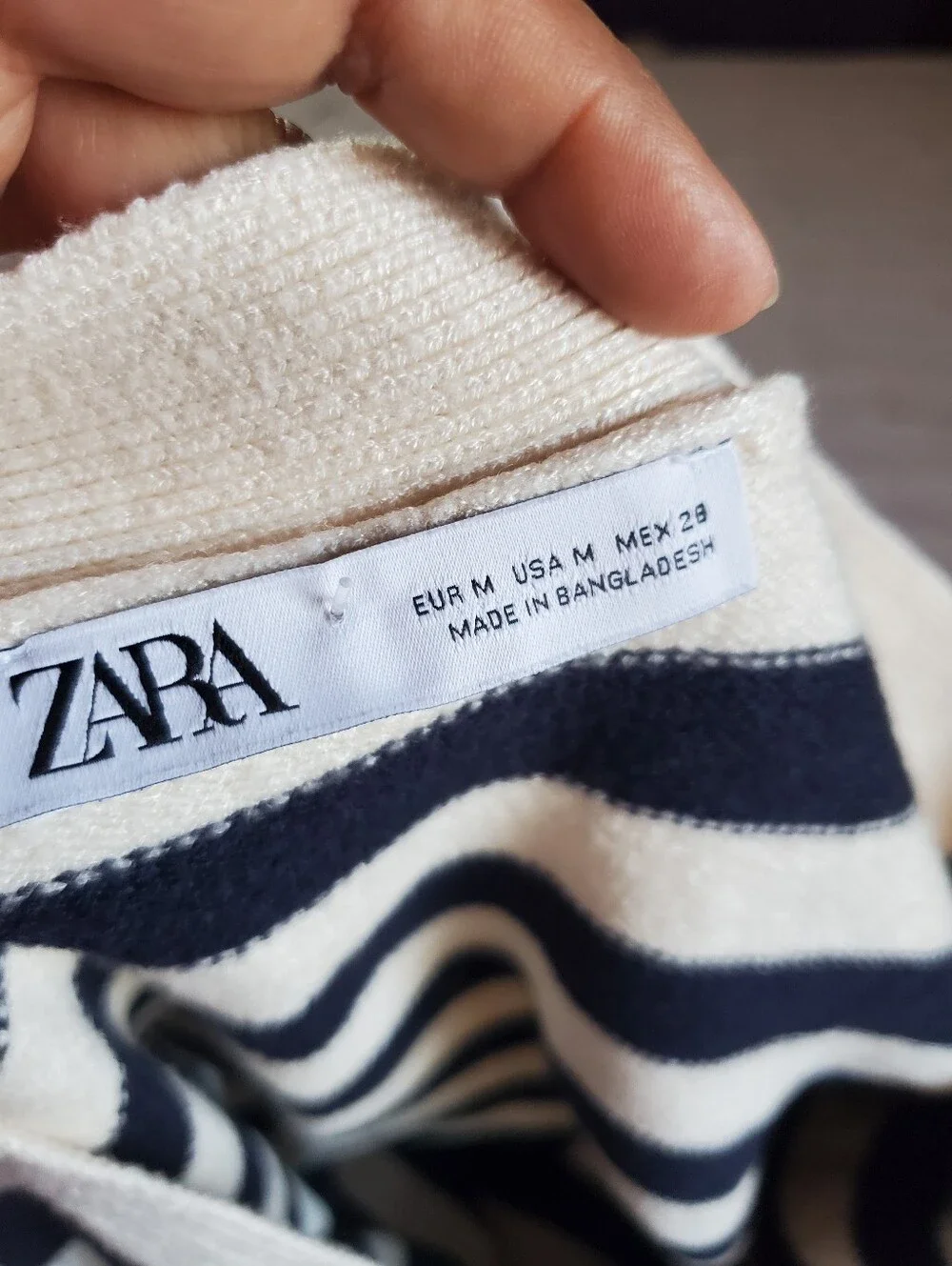 Zara Striped V-neck Buttoned Knit Cardigan Nautical Preppy Oversized Medium